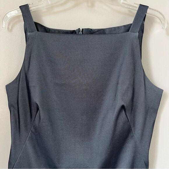 VTG Y2K CDC Gray Bateau Boat Neckline Sleeveless Cocktail Sheath Dress SZ 12 - Picture 3 of 12